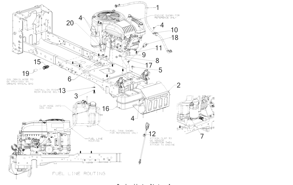 Engine Accessories Diagram and Parts List for XT1-LT42EFI (13B9A1CS010)(2019) Cub Cadet Lawn Tractor